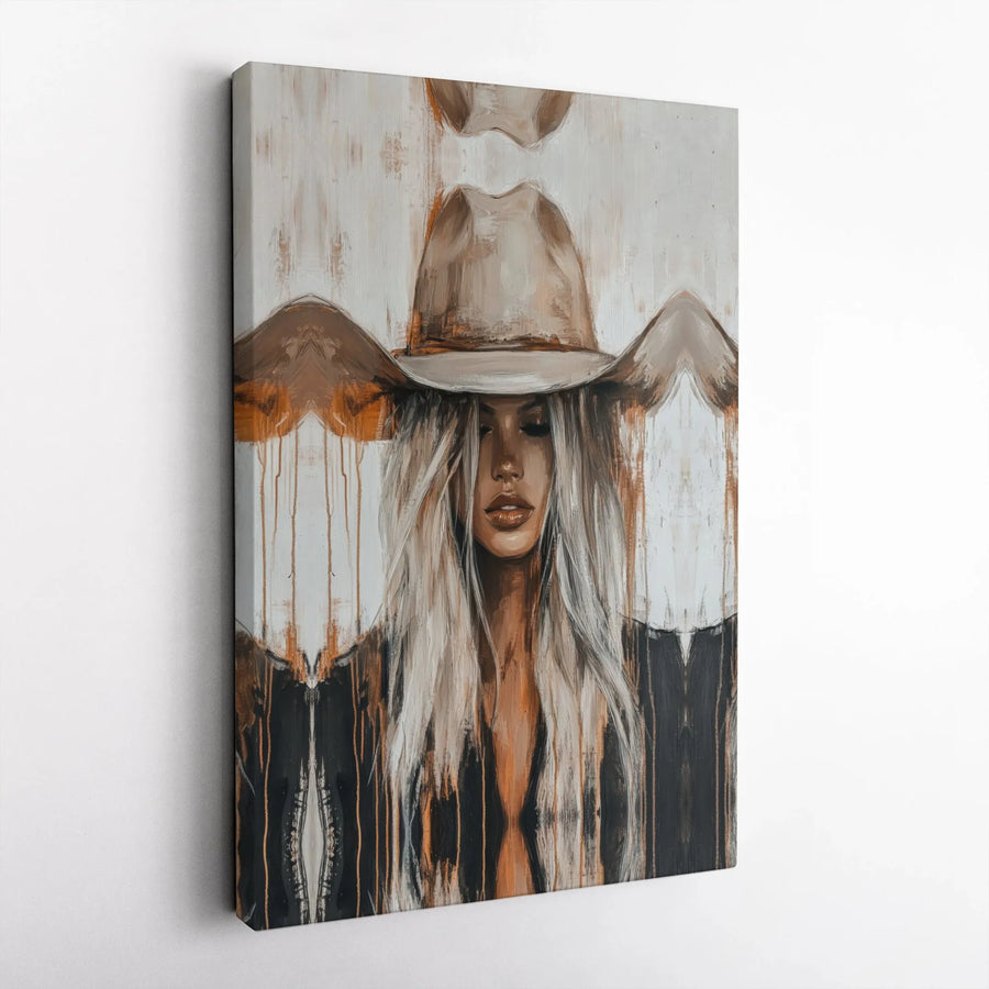 Cowgirl Wall Art | Abstract Western Woman Canvas Print | Gallery-Quality 1.25-Inch Profile | Farmhouse Decor for Living Room