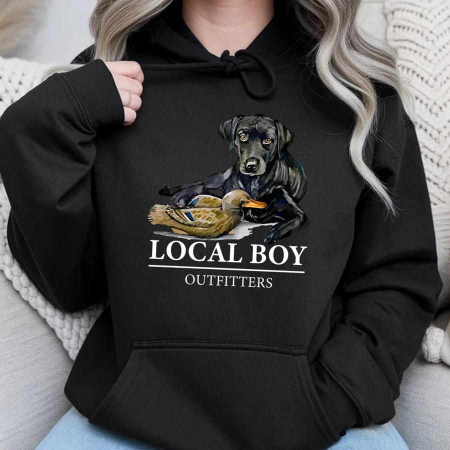 Duck Hunting Hoodie | Labrador Retriever Graphic Print | Cotton-Polyester Blend | Outdoor Gift For Hunters And Dog Lovers