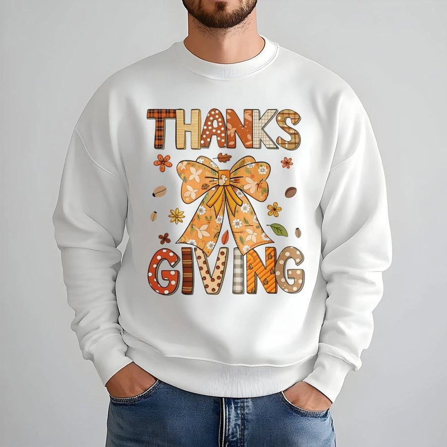 Thanksgiving Sweatshirt | Coquette Bow Autumn Fall Graphic | Premium Cotton Blend | Gift For Her Women