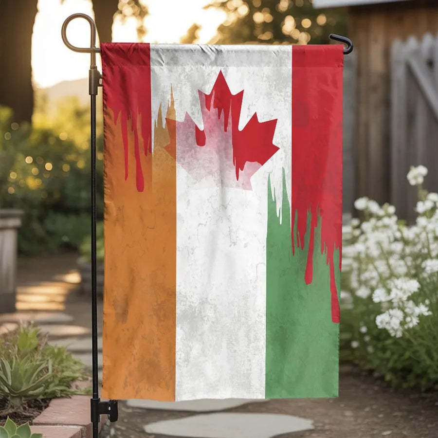 Canada and Ivory Coast Garden Flag | Dual Nationality Patriotic Art | Durable Weather-Resistant Polyester | Outdoor Yard Decor Gift
