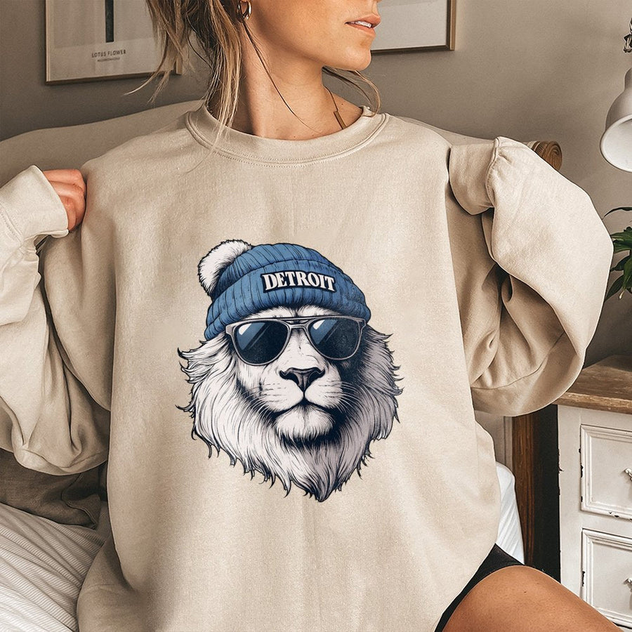 Detroit Lion Sweatshirt,Cool Streetwear Graphic Sweatshirt, Urban City Style,Hip Hop Casual Sweatshirt For Men And Women