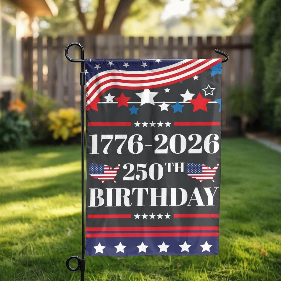 USA 250th Birthday Garden Flag | 1776-2026 Semiquincentennial Patriotic Decor | Premium Weather-Resistant Polyester | Outdoor Independence Day Gift