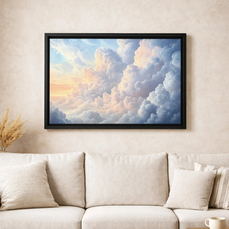 Dreamy Sky Canvas Wall Art | Ethereal Pastel Cloudscape Painting | Premium Gallery Wrap Print | Modern Home Decor Gift for Living Room