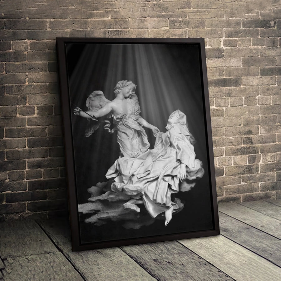 Ecstasy of Saint Teresa Canvas Art | Bernini Baroque Sculpture Print | Gallery Wrapped Premium Canvas | Classical Religious Home Decor Gift