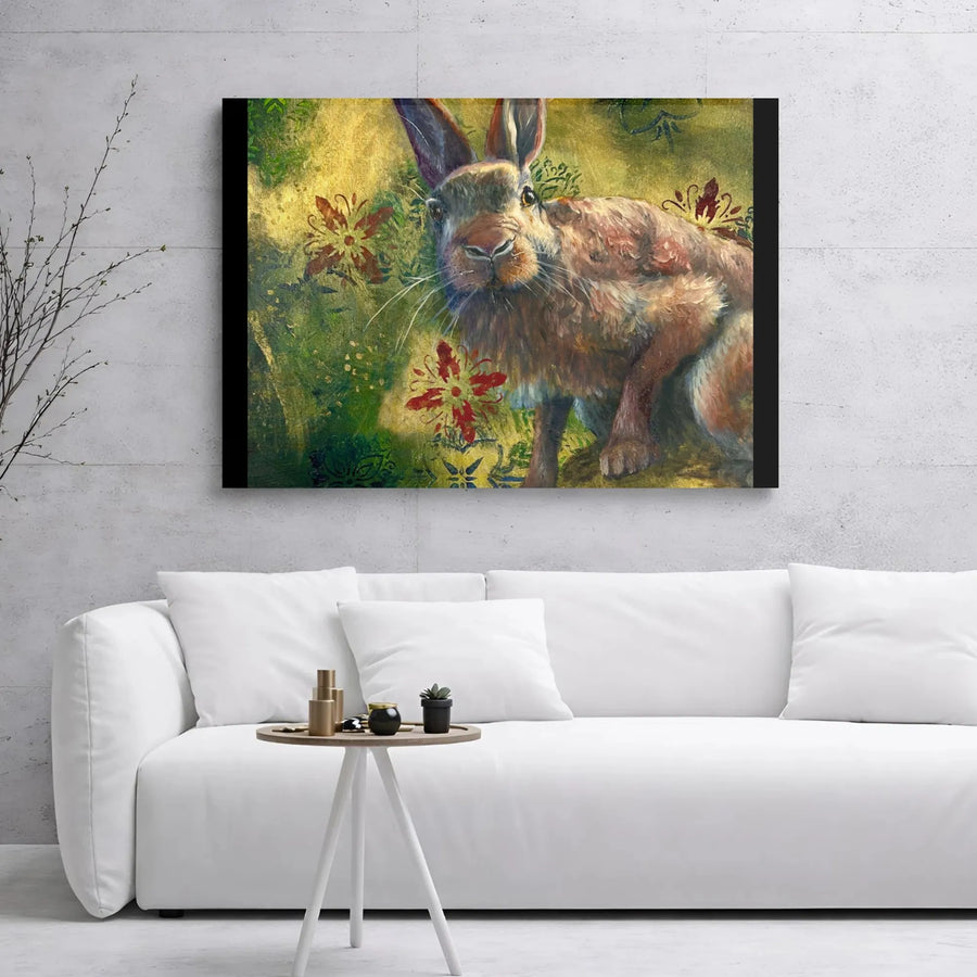 Brown Rabbit Canvas Wall Art | Whimsical Woodland Animal Oil Painting Style | Premium 1.25" Gallery Wrap | Nature-Inspired Home Decor Gift