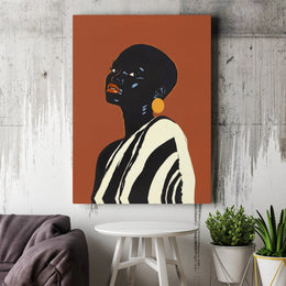 Black Woman Art Print | Modern Minimalist Portrait Canvas | Premium Gallery Wrapped Wall Decor | Sophisticated Afrocentric Home Decor Gift