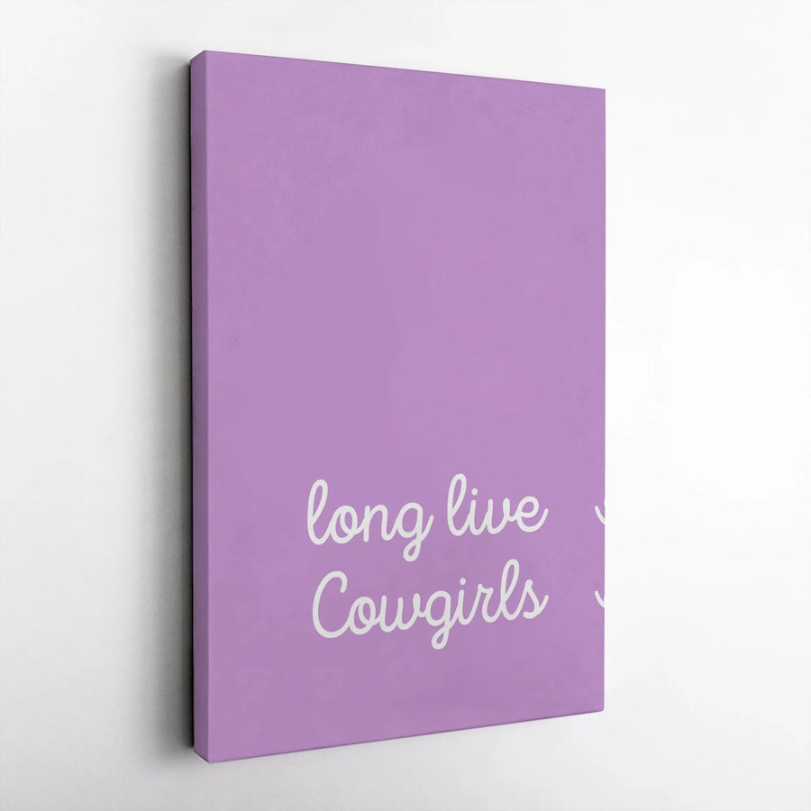 Long Live Cowgirls Wall Art | Minimalist Lavender Purple Typography | Premium Gallery Wrapped Canvas | Gift for Her Western Dorm Decor