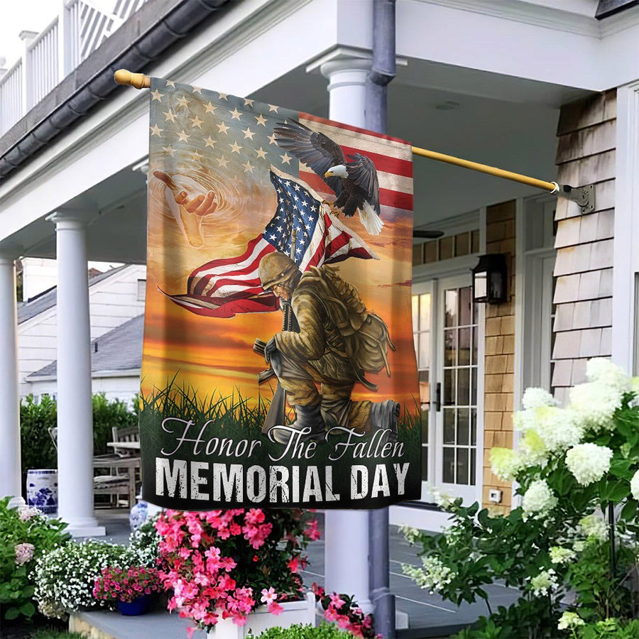 Memorial Day Garden Flag | American Soldier Honor The Fallen Art | Durable Weather-Resistant Polyester | Patriotic Military Gift For Veterans