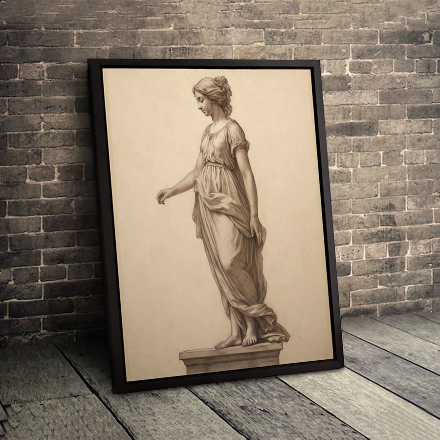 Classical Greek Woman Statue Canvas | Renaissance Sketch Art | Premium Fade-Resistant Wall Decor | Sophisticated Home Office Gift