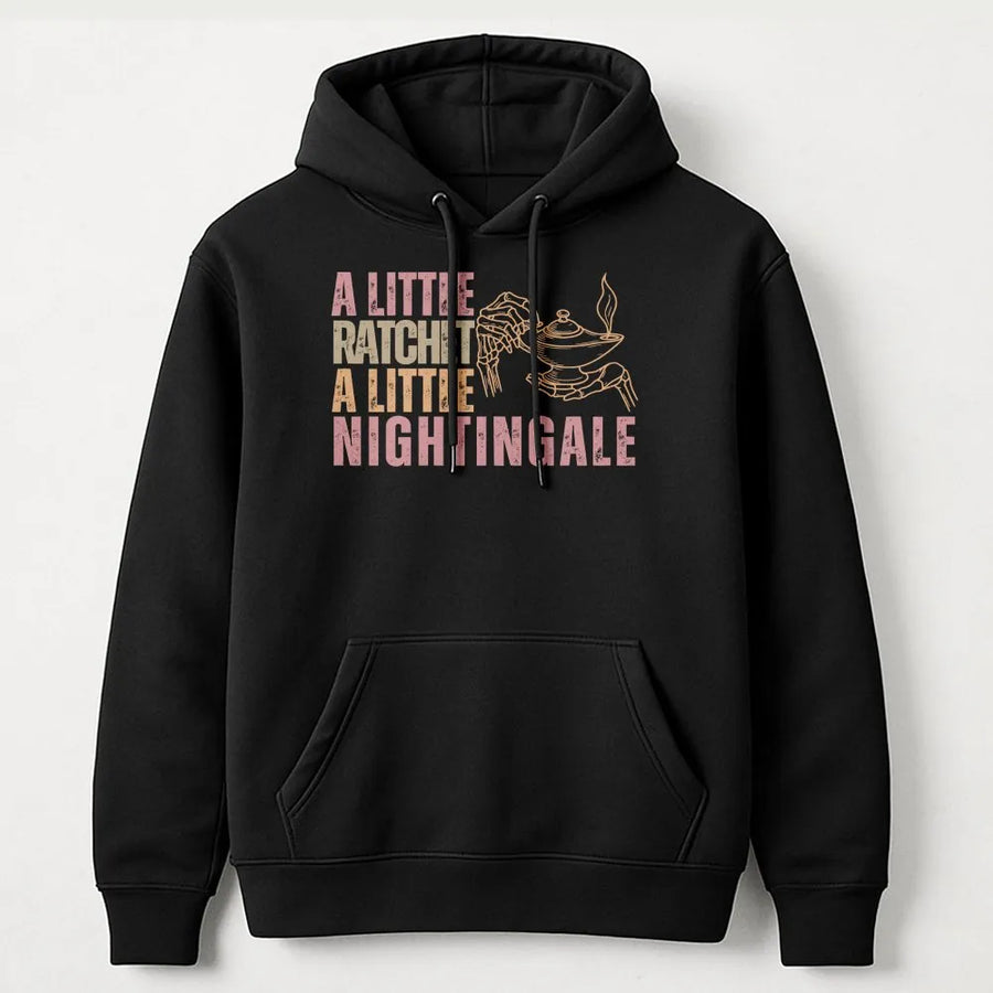 Funny Nurse Shirt | A Little Ratchet A Little Nightingale Graphic | Soft Cotton Tee | Premium Gift for Registered Nurse RN