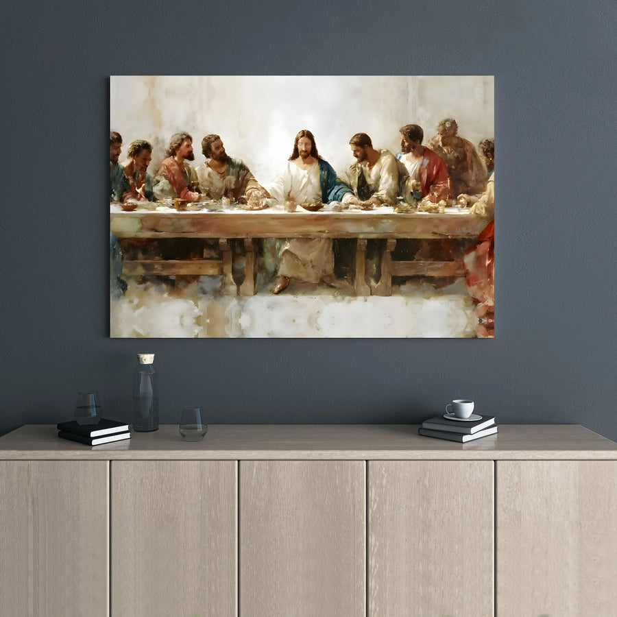 The Last Supper Canvas Wall Art | Painterly Impressionist Style | 1.25 Inch Gallery Wrap Premium Decor | Christian Religious Home Gift