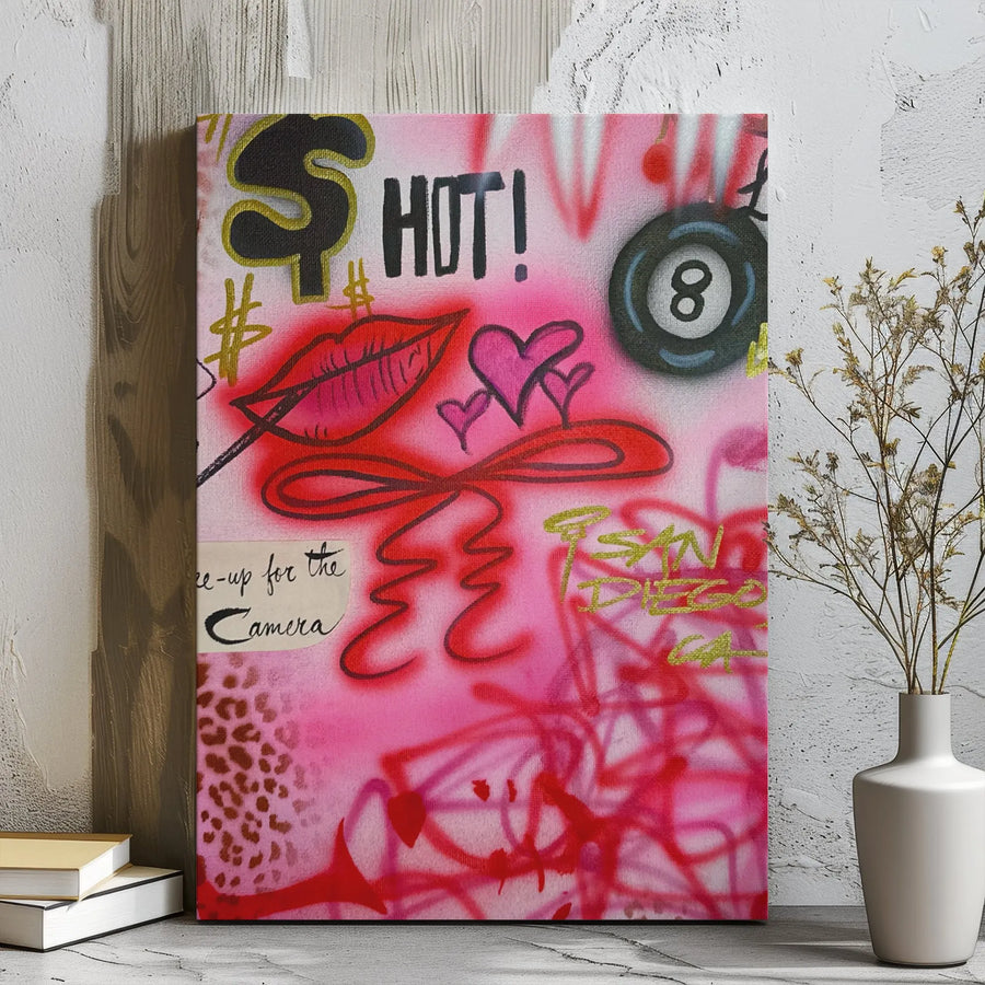Pink Graffiti Pop Art Canvas | Vibrant Street Style Aesthetic | Premium 1.25-Inch Gallery Wrap | Edgy Home Decor For Apartment Or Studio