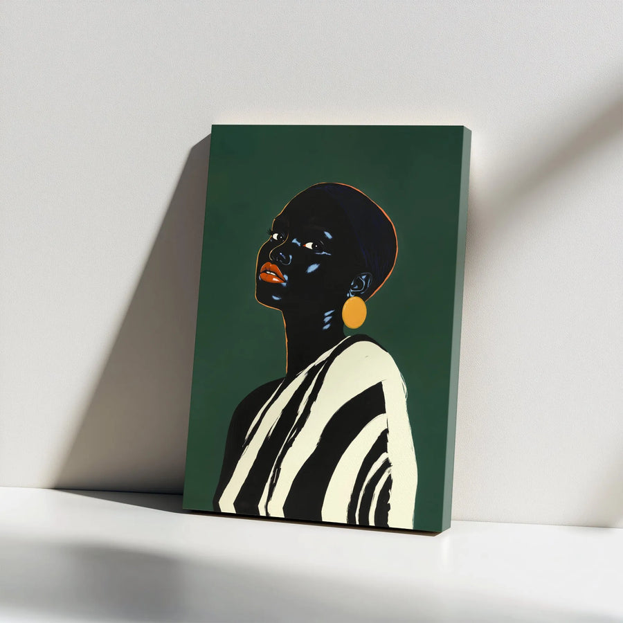 African American Woman Portrait Canvas | Minimalist Black Art Print | Premium 1.25" Gallery Wrap | Modern Home Decor Gift