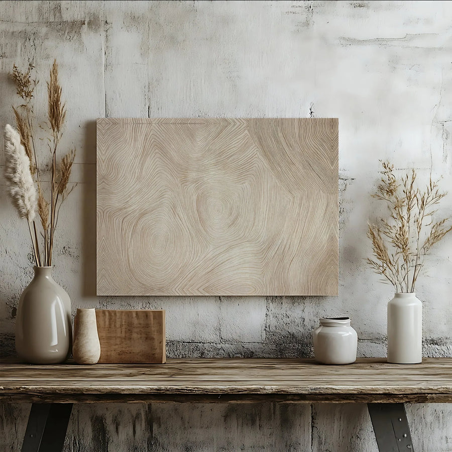 Abstract Wood Grain Canvas Wall Art | Minimalist Textured Timber Line Print | Premium Gallery Wrapped Decor | Modern Neutral Home Interior Gift