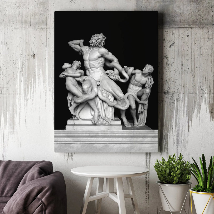 Laocoön And His Sons Statue Canvas Print | Classic Greek Mythology Wall Art | Premium Gallery-Wrapped Stretched Canvas | Academic Home Office Decor
