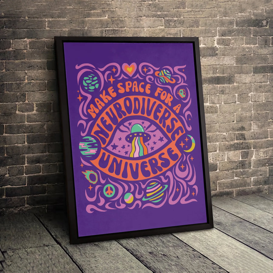 Neurodiverse Universe Canvas Wall Art | Psychedelic Space Galaxy Print | Premium Gallery-Wrapped 1.25" Profile | Neurodivergent Advocacy Home Decor Gift
