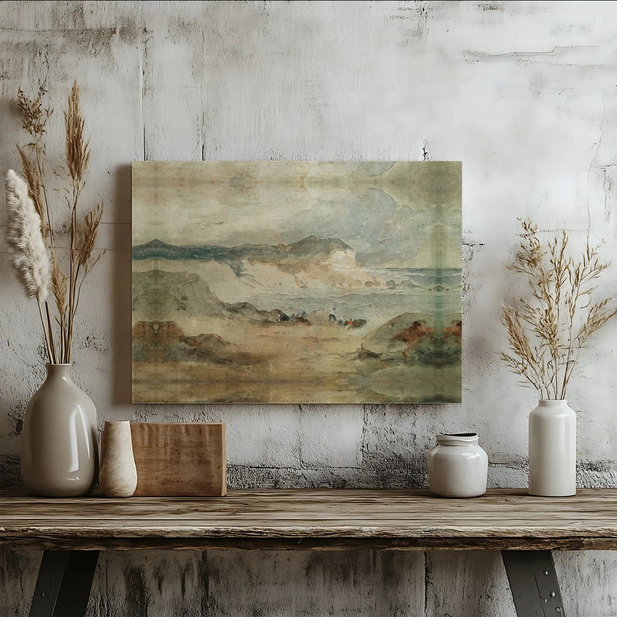Coastal Landscape Canvas Print | Vintage Moody Sea Cliff Wall Art | Premium Fade-Resistant Gallery Wrap | Sophisticated Home Decor Gift