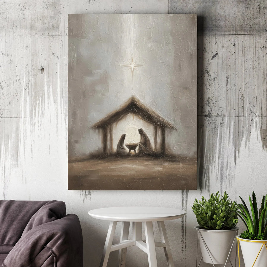 Minimalist Nativity Canvas Print | Holy Family Manger Scene Wall Art | Premium Gallery-Wrapped Gallery Quality | Christmas Religious Gift for Home