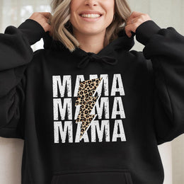 Mama Leopard Lightning Bolt Hoodie | Trendy Animal Print Graphic Sweatshirt | Premium Cotton Blend | Gift For Mom Mother's Day 2026 Birthday Apparel