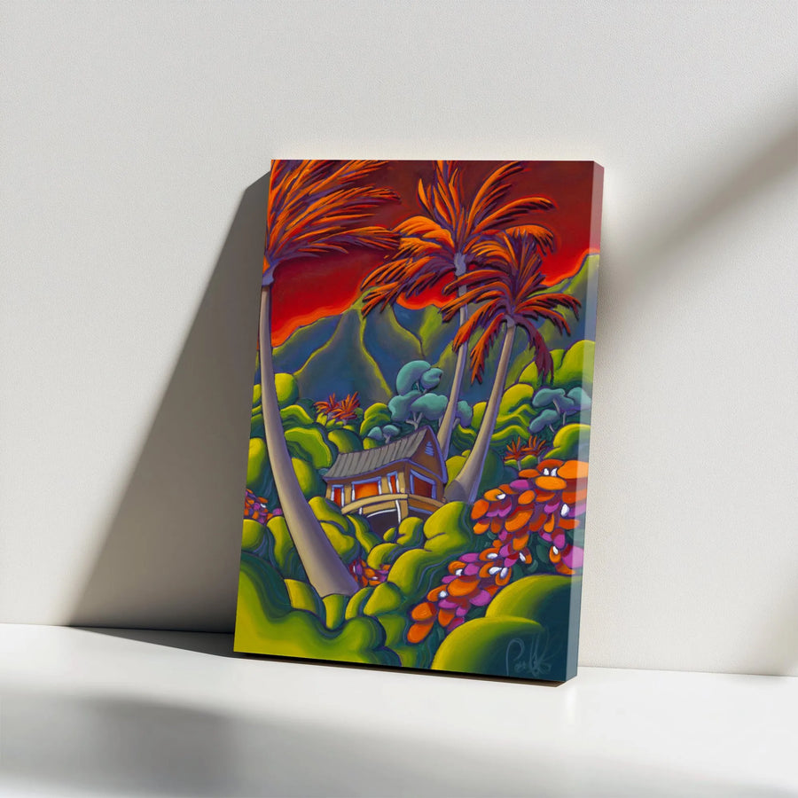 Hawaiian Wall Art Canvas | Vibrant Tropical Palm Tree Painting | Premium Fade-Resistant Print | Living Room & Bedroom Decor Gift