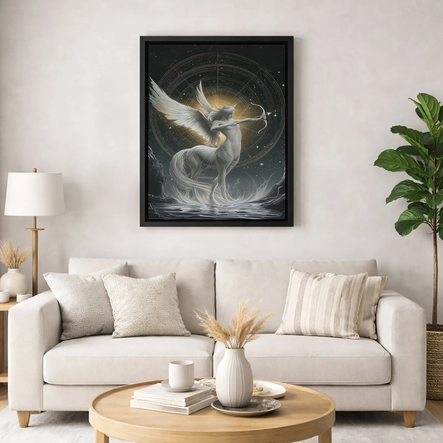 Sagittarius Zodiac Wall Art | Winged Centaur Archer Celestial Design | Premium Gallery-Wrapped Canvas | Astrology Decor Gift for Her Him