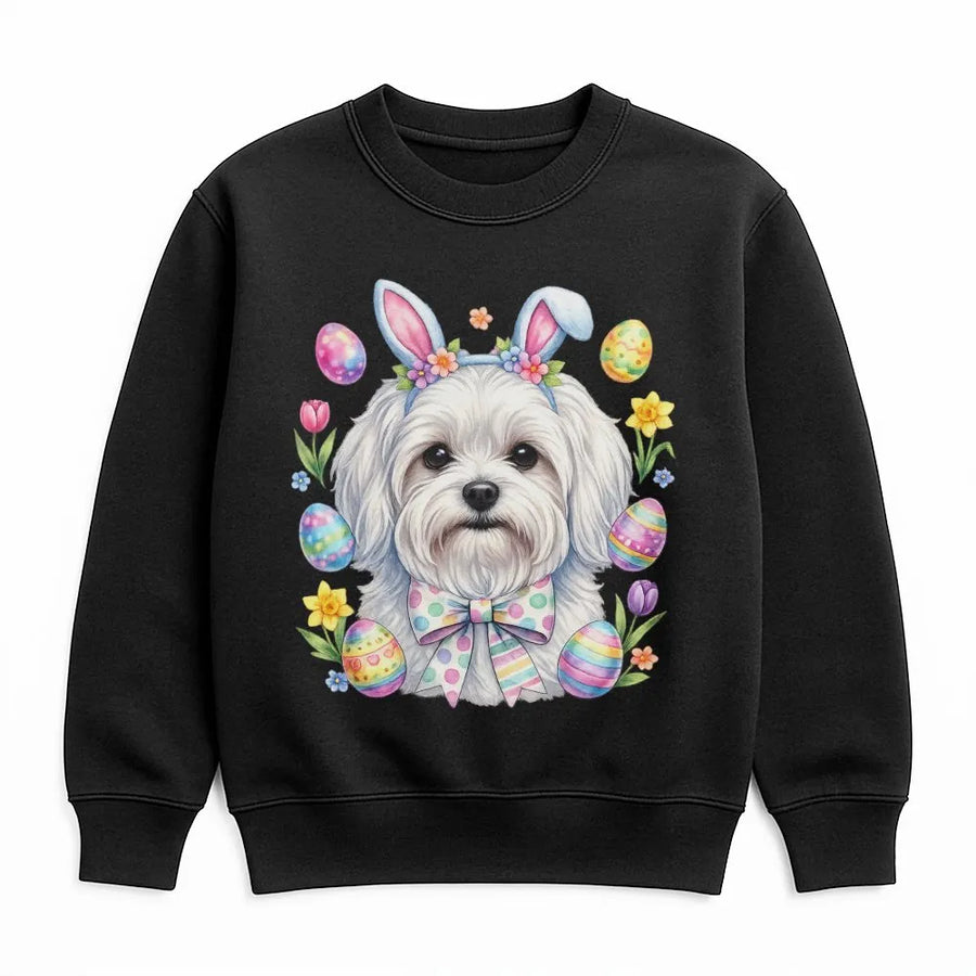 Easter Dog Sweatshirt | Cute Maltese Bunny Ears Floral Print | Premium Cotton Blend | Spring Dog Mom Gift Idea