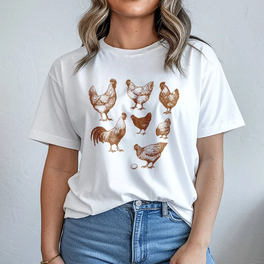 Chicken Lover T-Shirt | Vintage Sketch Farm Animal Graphic | 100% Premium Cotton | Perfect Gift for Farmers and Poultry Enthusiasts