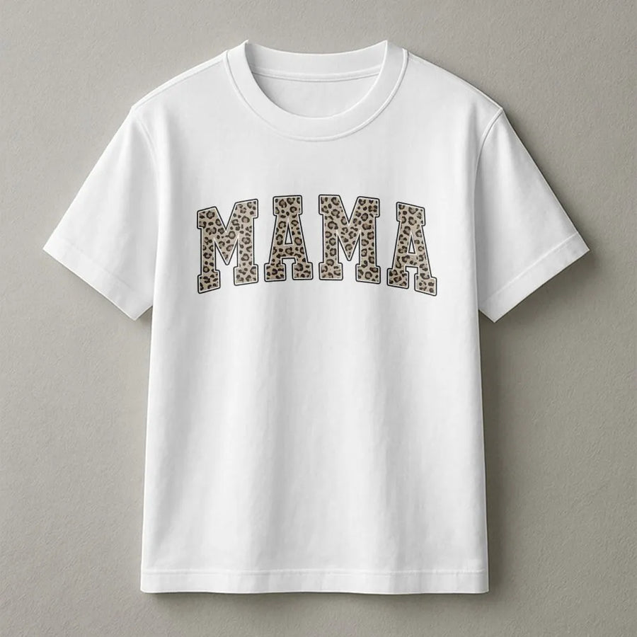 Mama T-Shirt | Leopard Print Varsity Letter Sweatshirt | Cozy Cotton Blend Pullover | Gift for New Mom, Mothers Day Present
