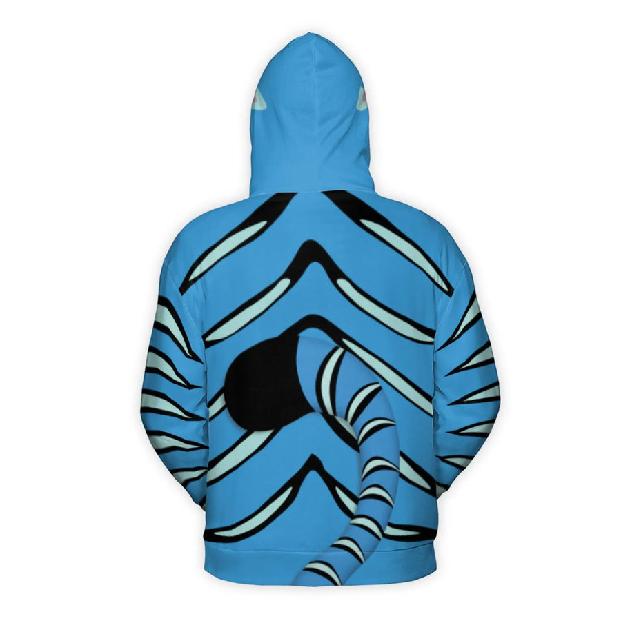 Blue Tiger Cosplay Hoodie | Animal Costume 3D Graphic Sweatshirt | Premium Brushed Fleece Knit | Unisex Fun Gift for Adults