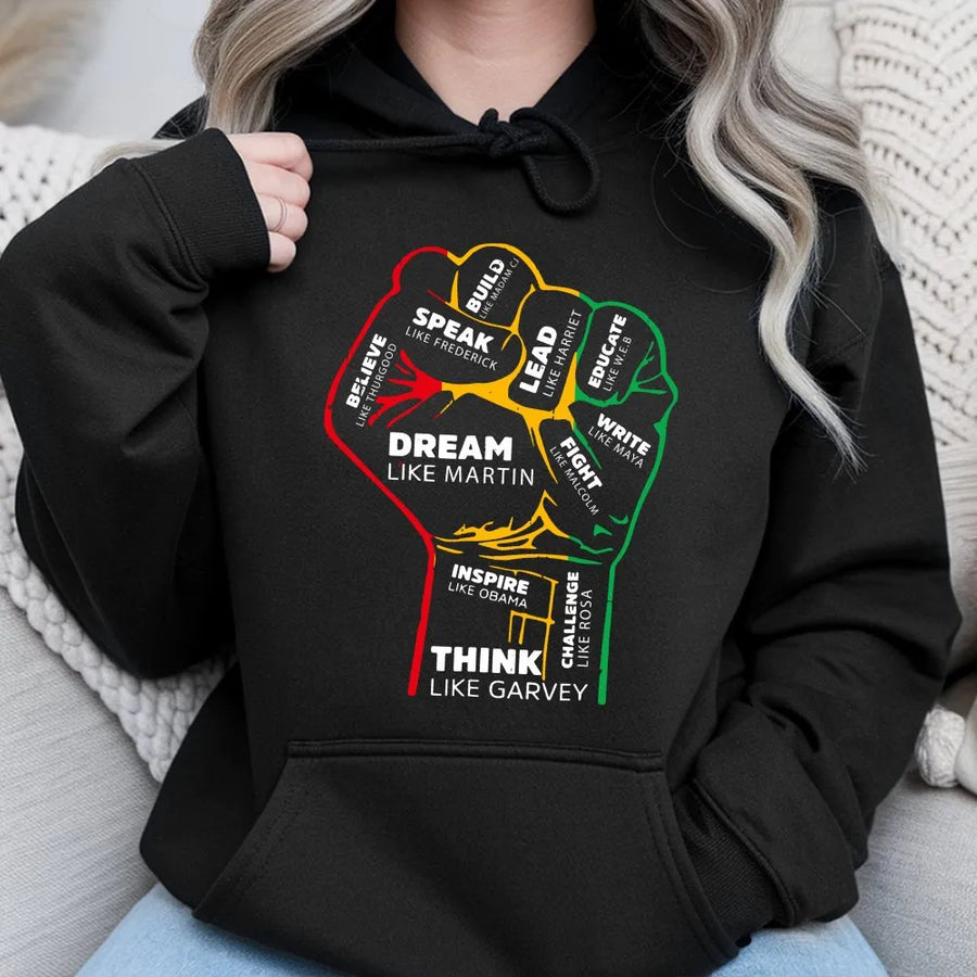 Black History Month Hoodie | Power Fist Civil Rights Quote Graphic | Premium Cotton Blend | Unisex Inspirational Gift for Adults