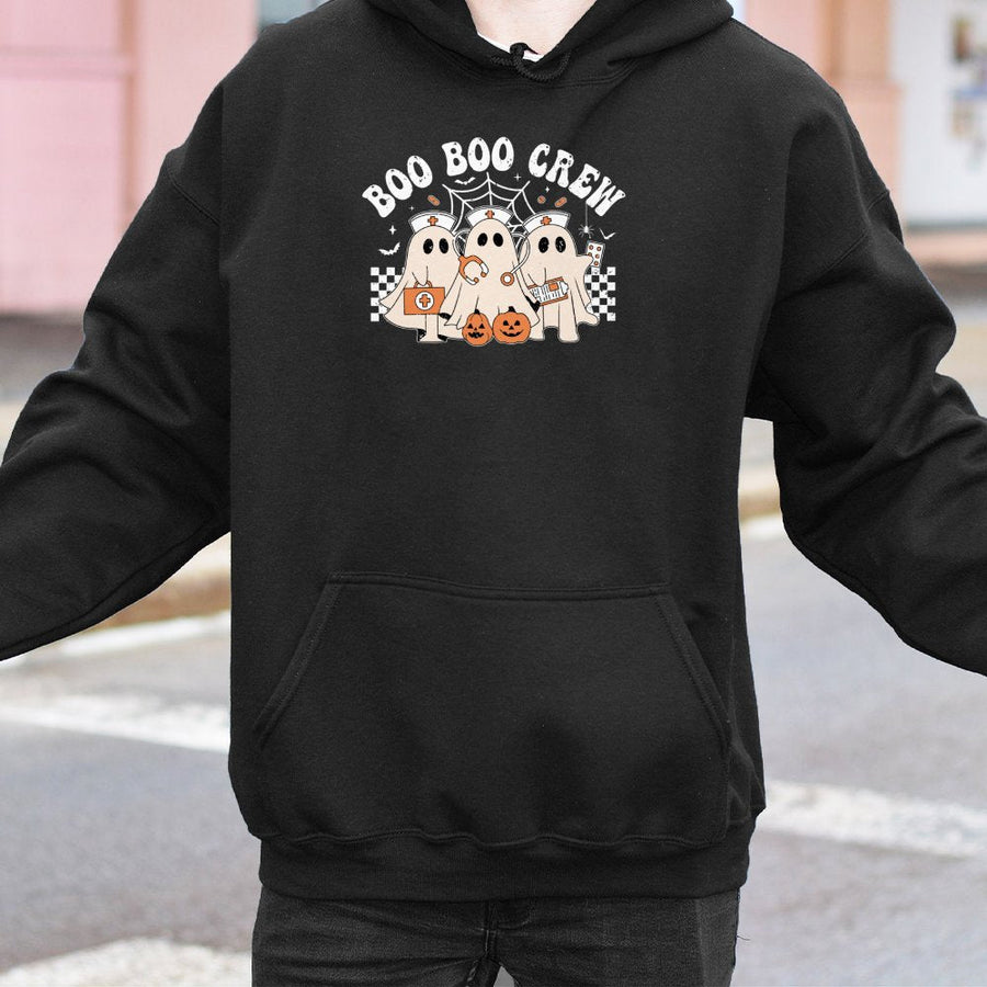 Boo Boo Crew Nurse Hoodie | Retro Halloween Ghost Design | Premium Cotton Blend | Spooky Season Gift for Nurses & Healthcare Workers