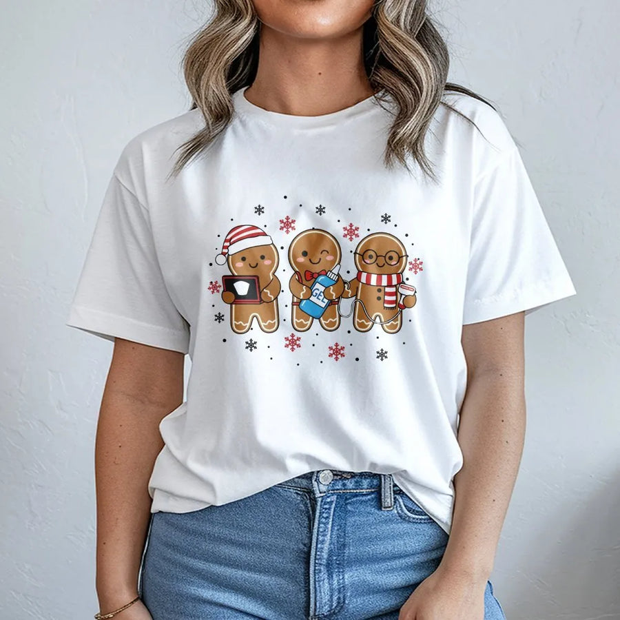 Ultrasound Tech Christmas T-Shirt | Cute Gingerbread Sonographer Graphic | Premium Soft Cotton Gift | Medical Professional Holiday Apparel