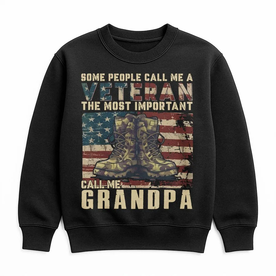 Veteran Grandpa Sweatshirt | Patriotic American Flag & Boots Graphic | Premium Cotton Tee | Gift for Military Grandfather