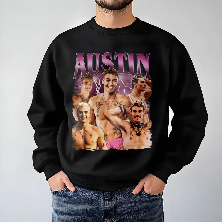 Austin Reality TV Star Sweatshirt | Vintage 90s Bootleg Graphic | Premium Cotton Blend | Funny Fan Birthday Gift for Her and Him