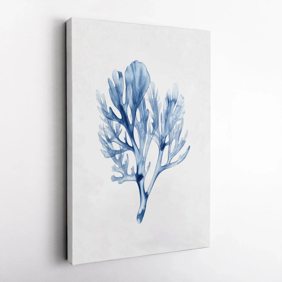 Blue Seaweed Canvas Wall Art | Watercolor Botanical Print | Premium Gallery Wrap 1.25" Frame | Coastal Decor for Bathroom or Living Room