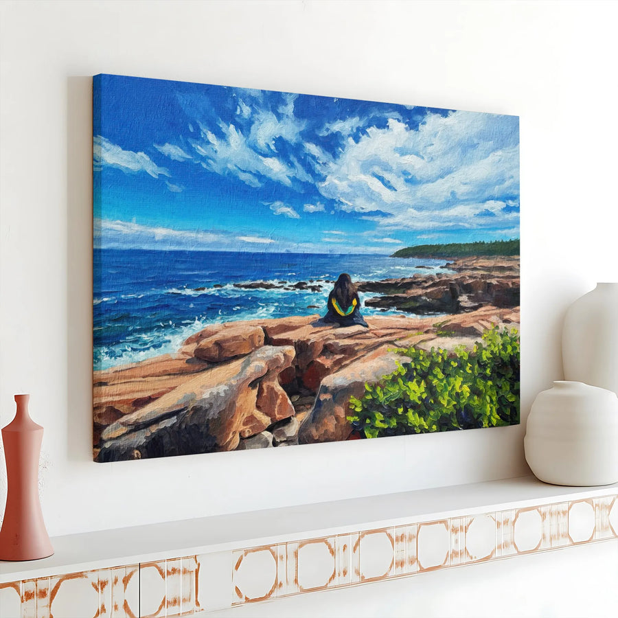 Coastal Graduation Canvas Print | Serene Ocean Landscape Painting | Premium Gallery Wrapped Art | Inspirational Academic Achievement Gift