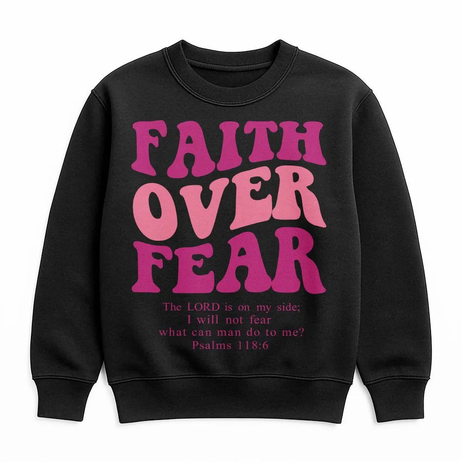 Faith Over Fear Sweatshirt | Psalms 118:6 Bible Verse Sweater | Premium Cotton Blend | Inspirational Christian Gift for Women and Men