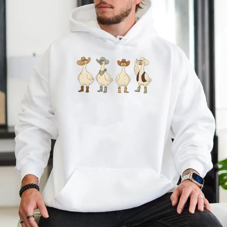 Funny Goose Cowboy Hoodie | Wild West Animal Graphic Tee | Soft Breathable Cotton | Southern Rodeo Gift for Country Fans