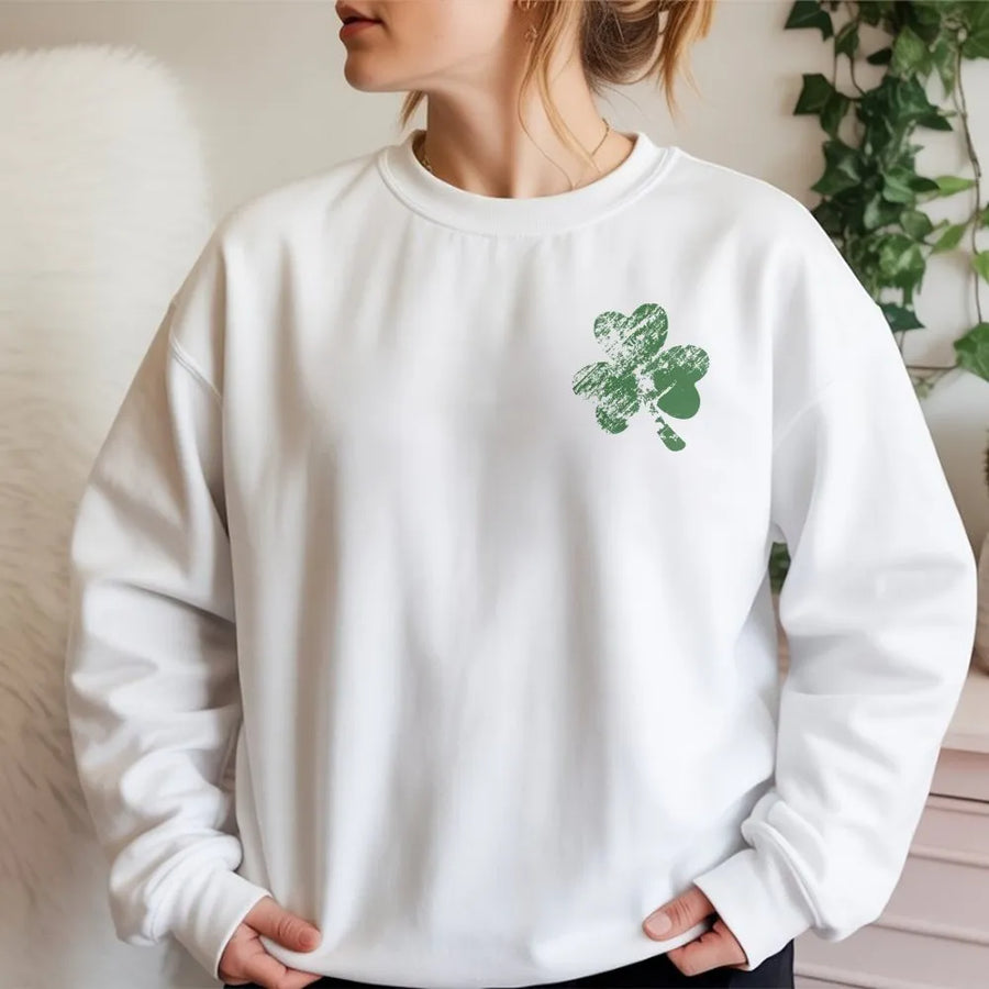 St Patricks Day Sweatshirt | Distressed Shamrock Graphic | Unisex Premium Cotton Blend | Lucky Irish Gift for Men and Women