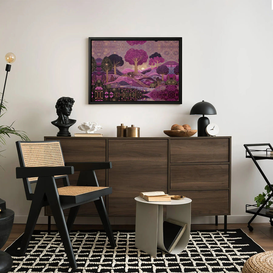 Purple Forest Landscape Canvas Print | Klimt-Inspired Psychedelic Tree Art | Premium Fade-Resistant Wall Decor | Modern Home & Office Gift