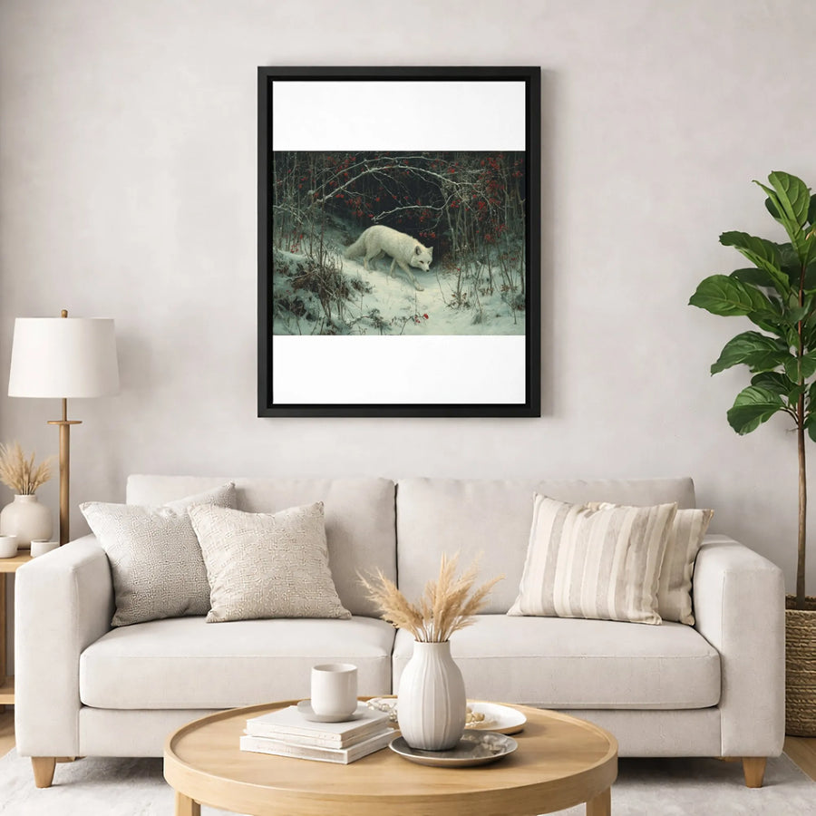 Arctic Fox Canvas Wall Art | Snowy Winter Forest Landscape | Premium Fade-Resistant Print | Wildlife Nature Decor For Home Or Office