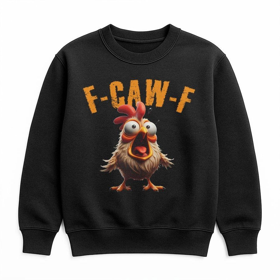 Funny Screaming Chicken Sweatshirt | F-Caw-F Rooster Graphic Design | Premium Cotton-Poly Blend | Unisex Gift for Poultry Lovers and Farmers