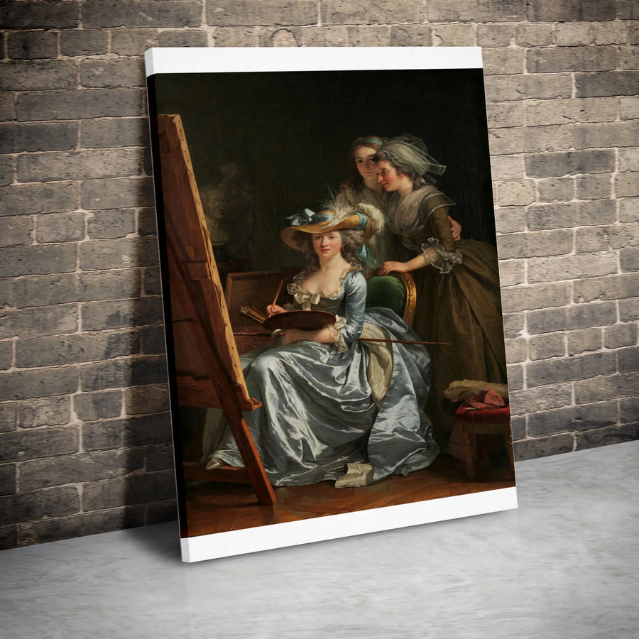 Self-Portrait With Two Pupils Canvas | Adelaide Labille-Guiard Classical Art Print | Premium 1.25-Inch Gallery Wrap | Fine Art Home Decor Gift