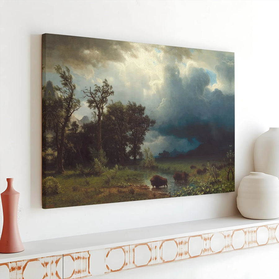 The Buffalo Trail Canvas Print by Albert Bierstadt | Large Western Landscape Wall Art | Premium 1.25" Gallery Wrap | Nature Lover Home Decor Gift