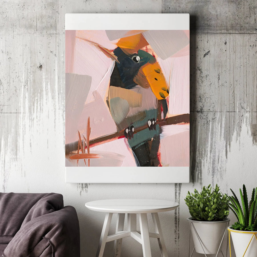 Abstract Hummingbird Canvas Wall Art | Modern Textured Bird Painting Print | Premium Canvas Print | Collector's Gift for Nature Lover