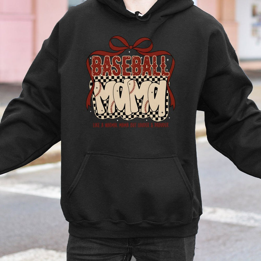 Baseball Mama Hoodie | Louder & Prouder Game Day Design | Cotton-Blend Premium Apparel | Cute Gift for Baseball Moms and Sports Fans