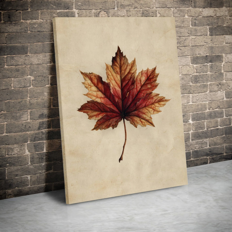 Autumn Maple Leaf Botanical Wall Art | Vintage Farmhouse Nature Print | Premium 1.25" Gallery Canvas | Fall Home Decor Gift for Nature Lovers