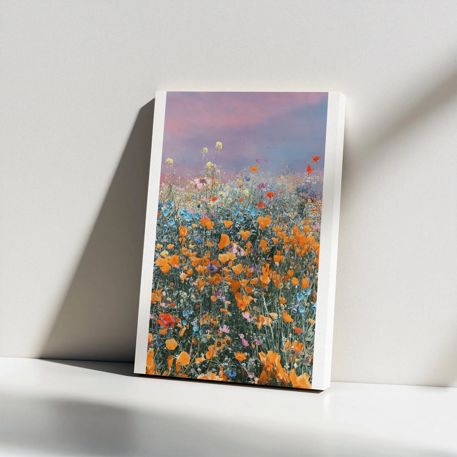 Wildflower Meadow Canvas Print | Colorful Impressionist Floral Art | Premium Gallery Wrap | Living Room Decor Gift
