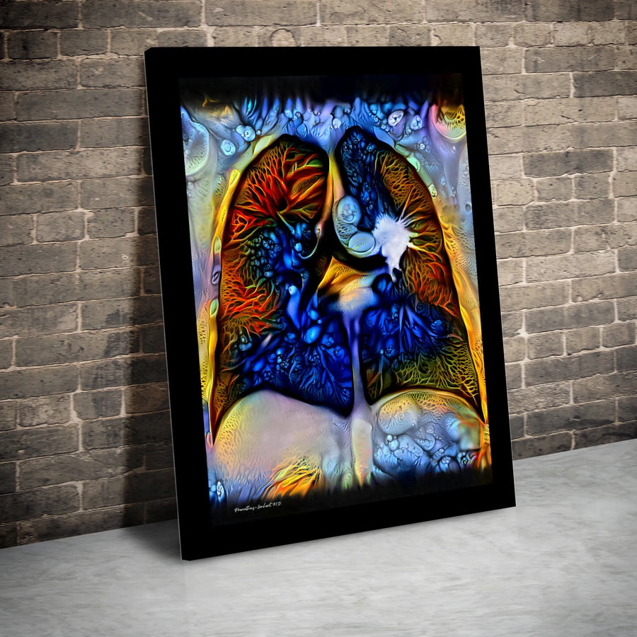 Abstract Human Lungs Canvas Wall Art | Psychedelic Anatomical Print | 1.25 Inch Gallery Wrap | Medical Office or Doctor Home Decor Gift