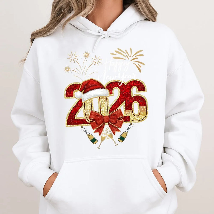 2026 New Years Hoodie | Festive Glitter Graphic Party Apparel | Premium Cotton-Blend | Unisex Holiday Gift for NYE Celebration